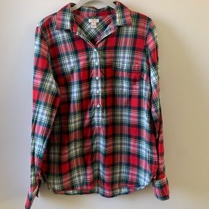 J.Crew Plaid Flannel Popover Top